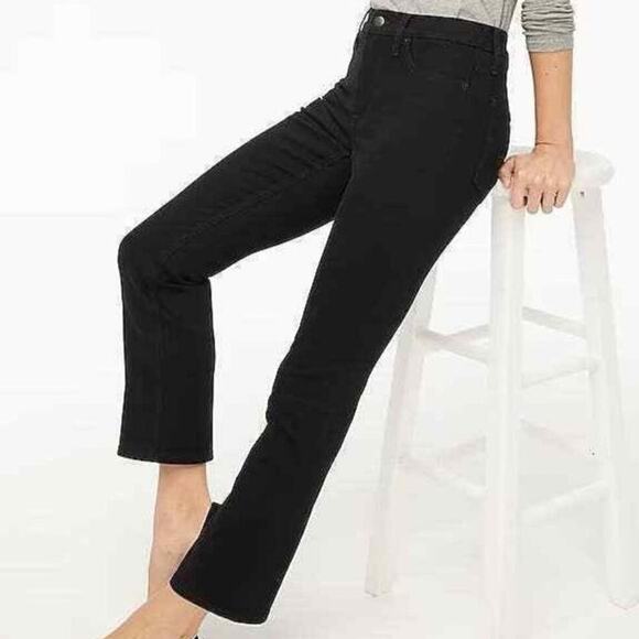 J. Crew Mid-Rise Flare Crop Jeans Deep Black Size 27 Stretch Boho Indie Casual - Picture 3 of 13